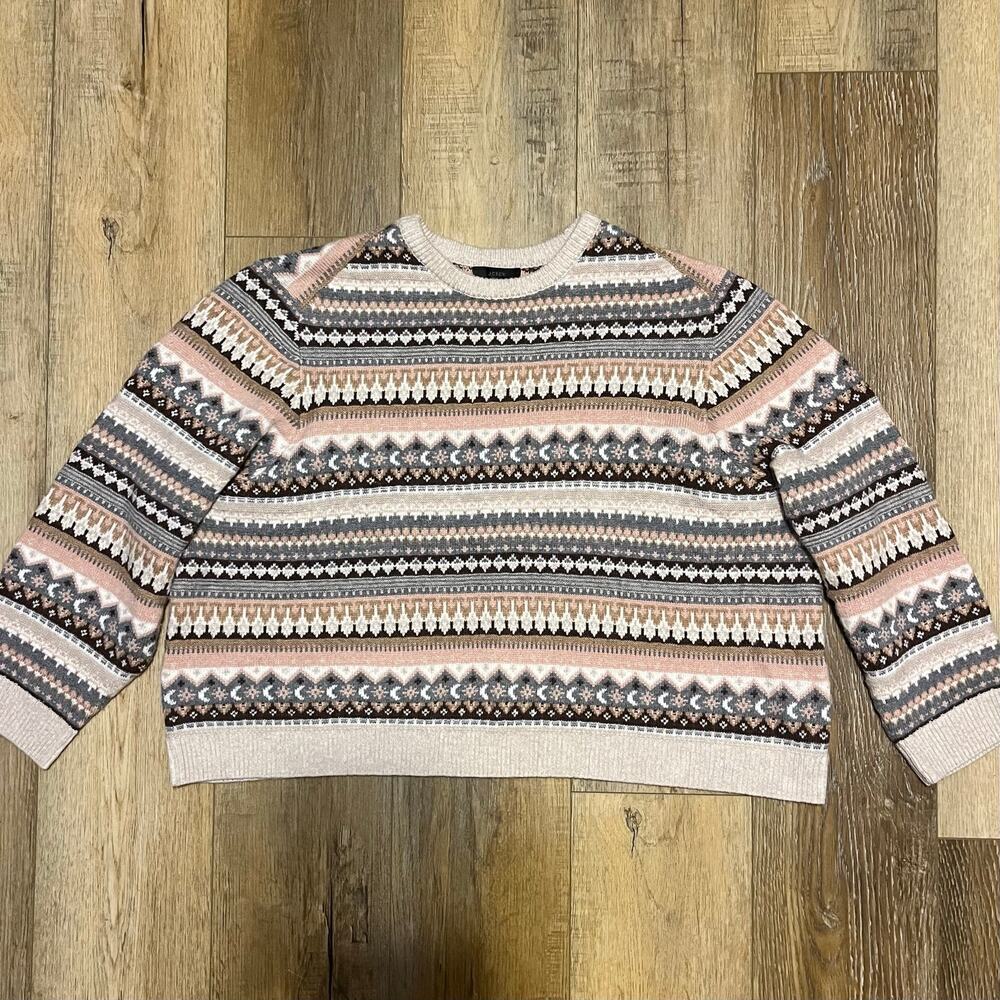 J. Crew Factory Multicolor Patterned Crew Neck Sw… - image 2